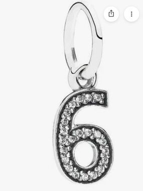 Pandora Number 6 Charm Pendant - Silver Tone